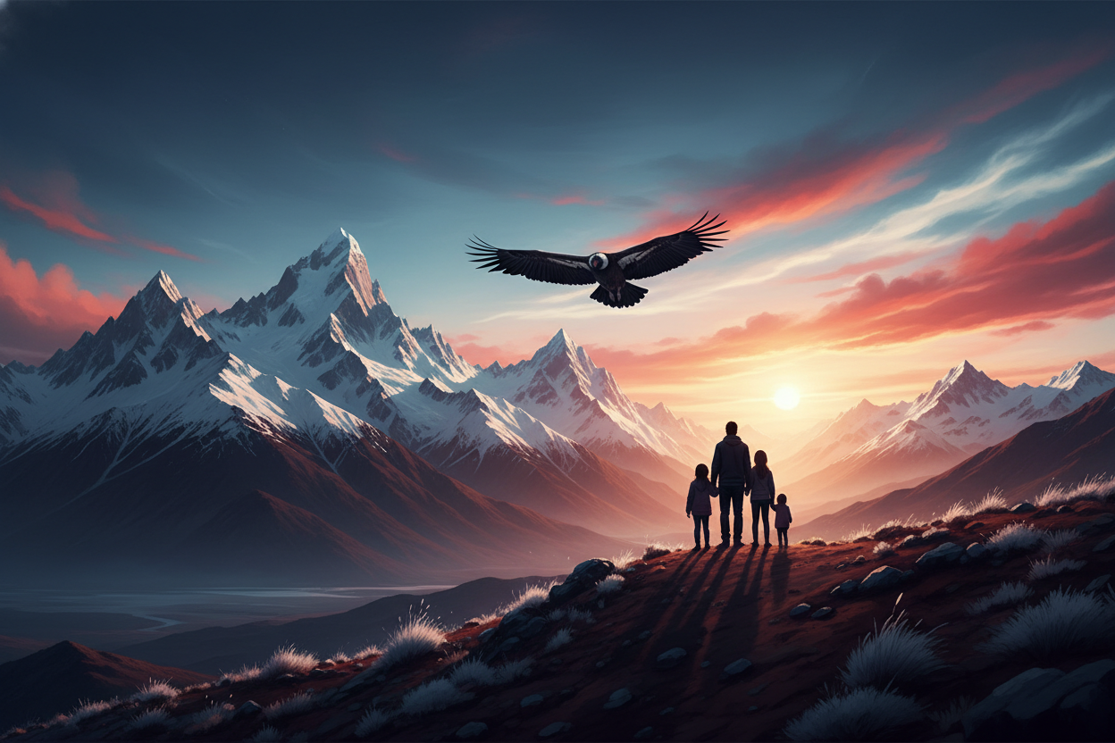 que no diga nada, no letras ni palabras. Montaña condor y una familia 